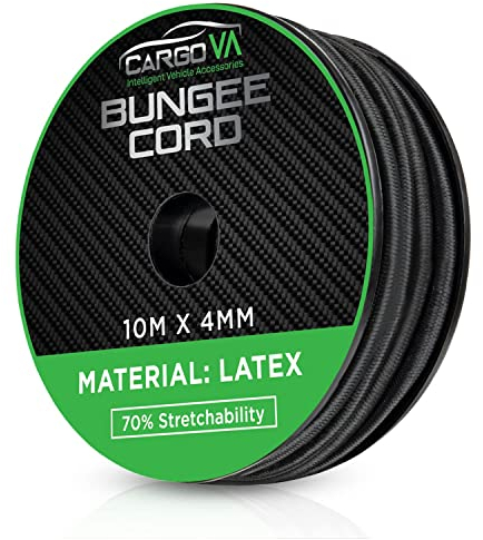 CargoVA Gummiseil 4mm 10m schwarz - Expanderseil 70% Dehnung - Wetterfestes Spannseil für Anhänger, Sonnensegel, Planen UVM
