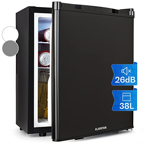 Klarstein Mini Kühlschrank für Zimmer, Mini-Kühlschrank für Getränke, Snacks & Kosmetik, Kleine Minibar, Kühlschrank Klein & Leise, Verstellbare Ablagen, Kleiner Skincar Kühlschrank 6-18°C, 38L