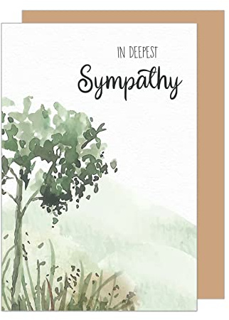 Edition Seidel Biglietto di condoglianze, con busta, in carta kraft, biglietto di condoglianze, in deepest Sympathy, ad acquerello, con partecipazione alla compassione (T1118 SW023)