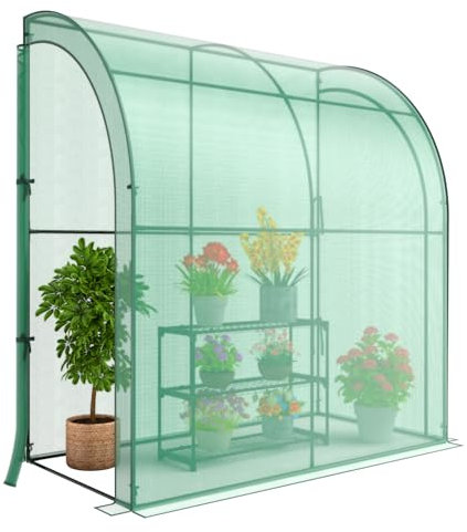 RELAX4LIFE Serra da Giardino con Porta a Cerniera e Avvolgibile, 3 Ripiani, Serra da Balcone Impermeabile Anti-UV, per Fiori, Ortaggi (Modello 11)