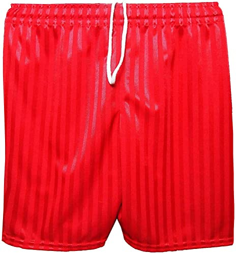 RASH ACCESSORIES Boys Girls Kids Unisex Summer Striped PE Shorts with Drawstring Used Indoor Outdoor Sports Gym Cycling Football 7-8 Years (Red)