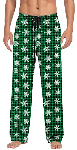 Long Pyjama Bottoms, Men's Long Pyjama Bottoms Soft Sleep Pants Plaid Loungewear Men's Casual Trousers Checked Loungewear Casual Trousers with Side Pockets for Men