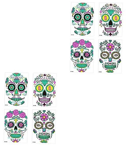 Beavorty 2 Sets Temporäre Halloween-aufkleber für Kinder Leuchtende Gesichtsaufkleber für Erwachsene Einzigartige Make-up-aufkleber 4 Blätter