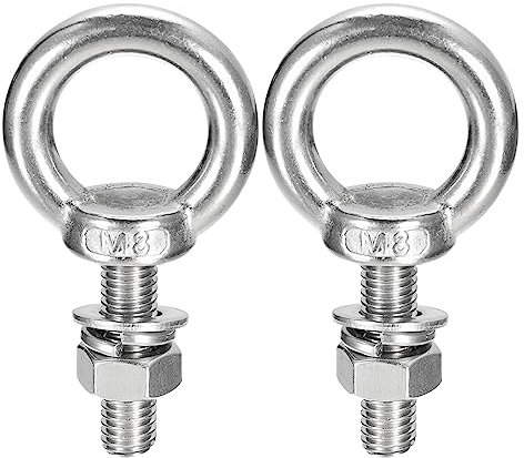 sourcing map Levage Œil Boulon, 2 Ensembles M8x30mm Œil Boulon avec Écrou Rondelle 304 Inox Acier Épaulement Levage Anneau Œil Boulon pour accrochage Article