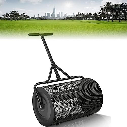 OSBELE Esparcidor de césped y jardín, esparcidor de abono de 24 Pulgadas, esparcidor de turba con Rodillo de Metal Resistente, esparcidor de estiércol antioxidante, esparcidor de turba, esparcidor