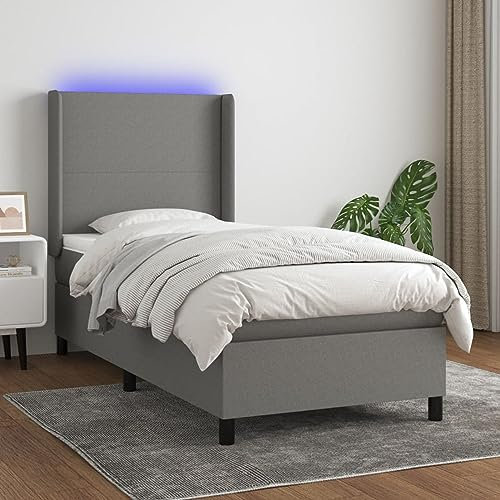 ARKEM Boxspringbett mit Matratze & LED Bett Mit Matratze Polsterbett Boxspringbett Mit Bettkasten Dunkelgrau 80x200 cm Stoff - 3138110