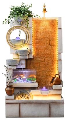 Fontana da Giardino Fontana a cascata for interni for il tempo libero con acquario e umidificatore for nebulizzazione di piante, fontana da pavimento for la decorazione della casa e della camera da le