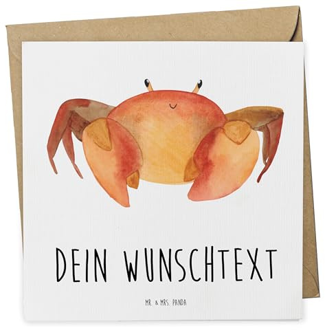 Mr. & Mrs. Panda Personalisierte Karte Sternzeichen Krebs - Geschenke, Krebse, Karten, Grußkarten Personalisiert, Meerestier, Geschenk Meer, grußkarte, Postkarte, Krabbe, Geburtstag Juli