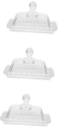 PRETYZOOM 3 Pièces Mini Plateau À Bonbons À Dessert Beurrier En Verre Avec Couvercle Porte-Beurre Pratique Plat À Bonbons Beurrier Transparent Avec Couvercle Plateau À Dessert Plat À