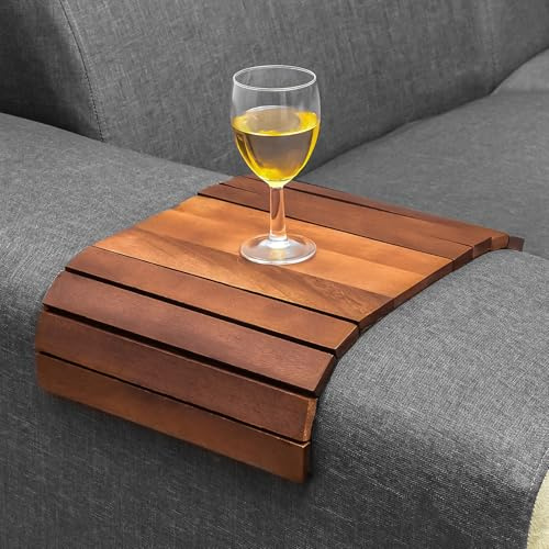 WINSOME Foldable Sofa Arm Tray | Wooden Armrest Tray 37.5 X 25 X 1cm | Water & Scratch Resistant Armchair Tray | Sofa Armrest Organiser for Drinks, Remote, Snacks, Phone, & Magazine