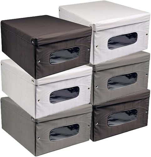 MAURY'S Ordine Perfetto con Scatole e Contenitori per Armadio, Organizzatori Rigidi e Salvaspazio. Sottoletto e per Vestiti. Ideali per Trasloco 48x36x19 cm colori assortiti (Neutre)