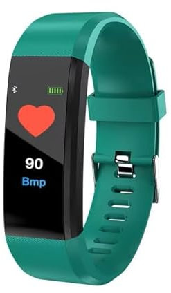 Smart Band Fitness, Contapassi, CardioFrequenza, Pressione Sanguigna, Monitor Sonno, Calorie, Notifiche Smartphone, App Fitness, IP67, Modalità Sportive, Standby 10 giorni, Bluetooth, Sveglia (verde)