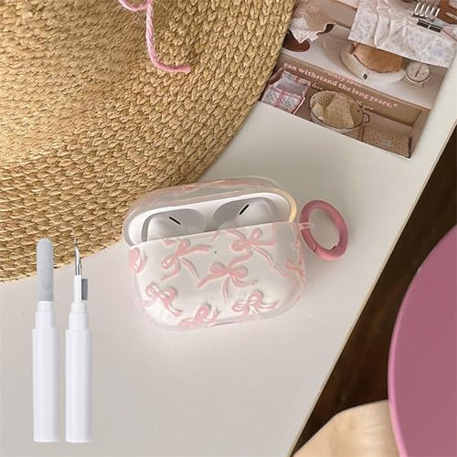 Reownest Cover per AirPods 4a Generazione (2024) Custodia Carina con Motivo Fiocco Design Estetico Fiocchetto, Antiurto con Portachiavi, Custodia Morbida per Cuffie AirPods 4 - Trasparente