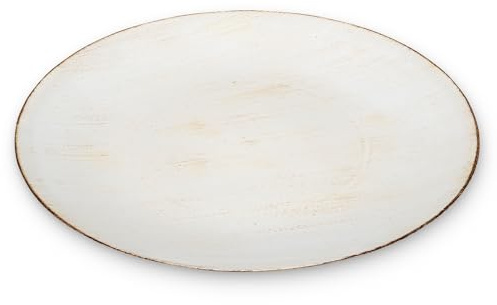 Deko-Teller 40 cm in Creme-braun Vintagelook - Flacher Teller als Tischdeko Kerzenteller