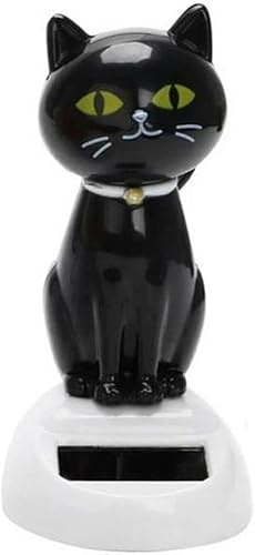 ZGLUZP Black Solar Cat Doll Dancing Cat Figure Car Ornament,Dancing Ornament Solar Powered Car Dashboard Interior Decoration Desktop Decor Gift Window Party Car Desk Home,Home Décor Accents