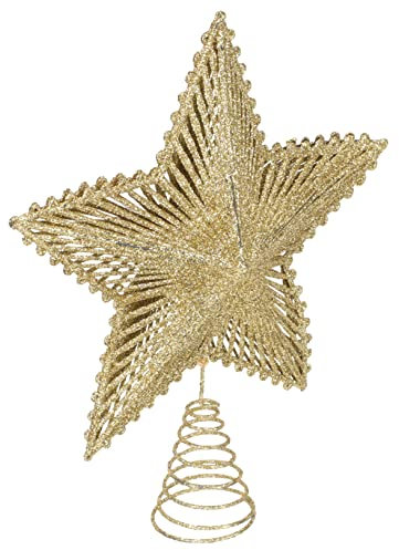 Cabilock Puntale Per Albero Di Natale Stella Di Natale Decorazione a Forma Di Stella Cava Oro Decorativa Festiva Per Decorazioni Natalizie