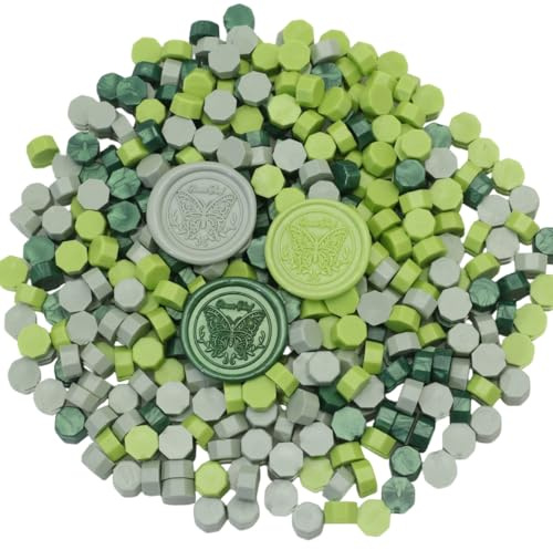 150Pcs Wachs Siegel Perlen,Wachs Siegel Perlen Set mit 3 Farben perfekt für Geschenk Versiegelung, Brief Versiegelung，Hochzeitskarten Versiegelung, Umschläge Versiegelung (Grün)
