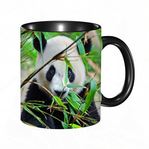 HRRASFAZF Tazza Caffe Latte Te in Ceramica,330 Ml,Tazza Divertente e Originale per Gli,tazza regalo,Panda gigante affamato che mangia bambù