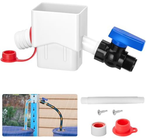 Downspout Diverter, WADEO Rain Barrel Diverter Fits for 2x 3 Standard Downspout, Rainwater Collection System with Two Water Outlets to Collect Rainwater from Gutter, with 5FT Hose
