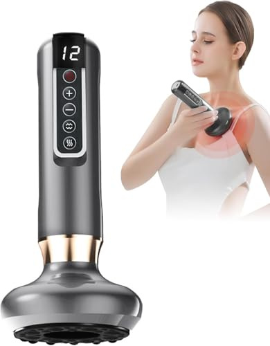 Machine à Ventouses électrique, Appareil de Massage électrique pour Gua Sha avec Aspiration à 12 Vitesses et Lumière Rouge, Fonction de Chronométrage et Écran à Cristaux Liquides Pour Soulager Fatigue