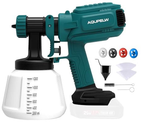 Cordless Paint Sprayer Compatible with Makita 18V Battery, Handheld Paint Gun with 4 Nozzles and 3 Patterns, HVLP Paint Sprayer with 1200ml Container, for Walls, Fences (Battery Not Included)