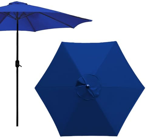 GZDXBF Cubierta De Repuesto para Sombrilla (200cm 230cm 250cm 270cm 300cm 350cm) Toldo De Repuesto, Paño De Repuesto para Sombrilla(Sapphire,6ribs-300cm(9.8ft))