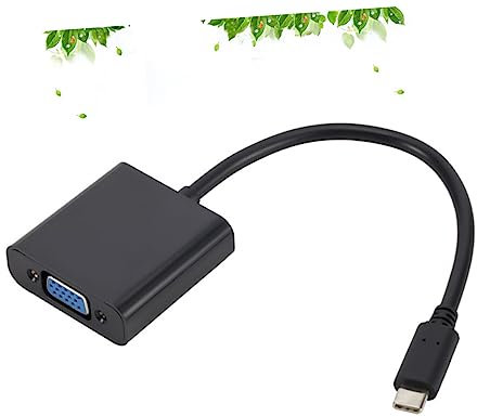 Angoily Câble Adaptateur USB-c vers Vga Full HD pour TV Projecteur et Moniteur Noir Connecteur Renforcé