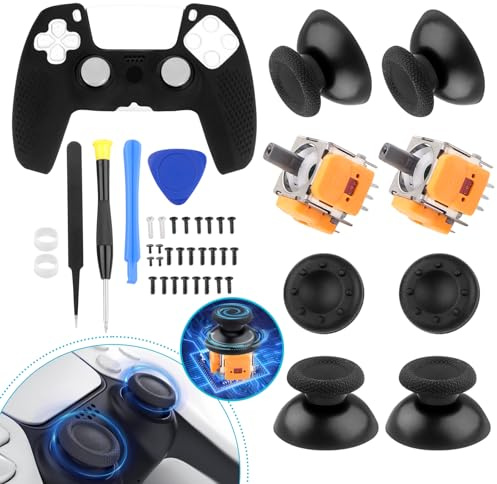 ZXshow Joysticks pour Sony PlayStation 5 PS5 Joysticks Remplacement Analogique 3D Module Potentiomètre pour PS5 Joystick Thumbstick Manette Accessoires avec Outils Réparation