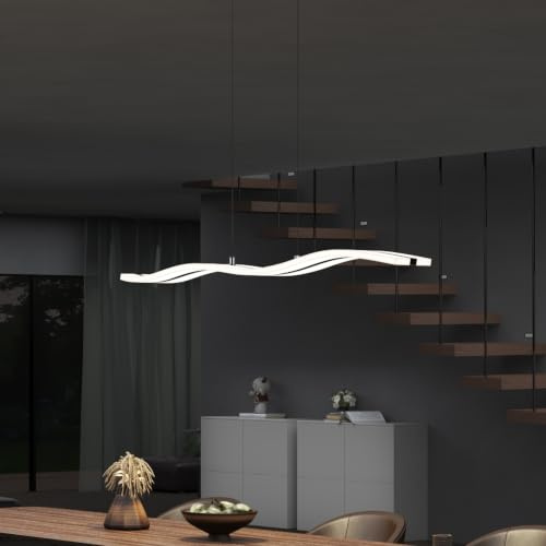Mai & Mai Pendelleuchte Esstisch dimmbar Hängelampe Nachtmodus matt Schwarz | LED Hängeleuchte mit Fernbedienung für Esszimmer, Verstellbares Kabel Pendellampe für Wohnzimmer küche Alivetta3300