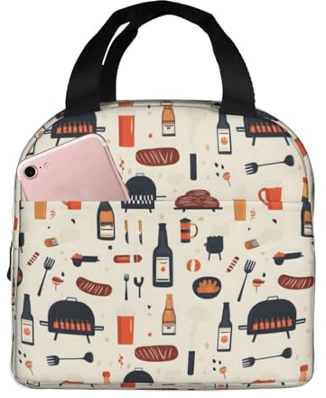 Borsa termica per il pranzo, per donne e uomini, con stampa di salsiccia arrosto, borsa termica per il pranzo, grande capacità, a prova di perdite, riutilizzabile, per lavoro, ufficio, picnic, viaggi