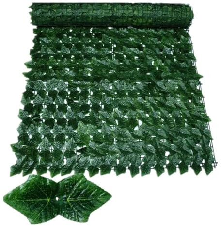 Künstlicher Efeu Sichtschutzzaun Sichtschutz 100/300cm Grün Faux Blatt Rankgitter für Außen Haus Garten Balkon Deko Dunkle Kletterpflanzen 50 x 300 cm