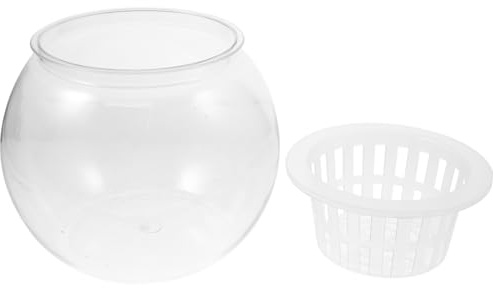 HEMOTON Bocal à Poissons Transparent Plastique Rond pour Aquaponie Conteneur Hydroponique Décoratif pour Bureau et Maison Grand Modèle A