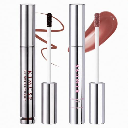 KIMUSE Tinte Labial Peel Off + Aceite Labial, Delineador Mate Impermeable | Color Duradero Más Hidratación con Vitamina E y Jojoba Úsalo Solo o Combinado para un Acabado Jugoso, de Nude a Atrevido