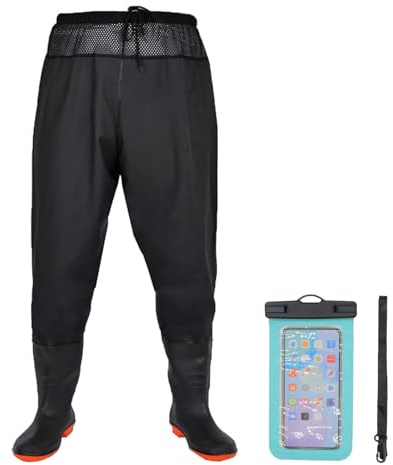 Fishing Waist Waders Nylon/PVC Waterproof Hunting Wader Pants with Boots, Waist Wader Bootfoot for Men and Women