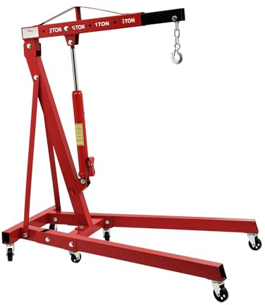 DCSYOG Motorlyftare, verkstadskran, 2 000 kg, hopfällbar växeldomkraft, lyftkran med hydrauliskt pumphandtag, 4409 pund, motorkran, tung lastkran