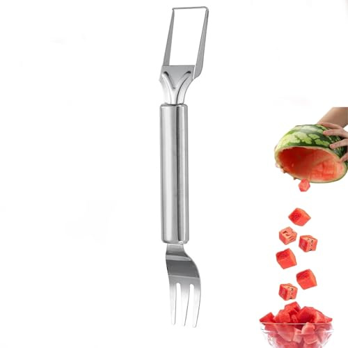 Watermelon Fork Slicer Cutter, 2-in-1 Stainless Steel Fruit Cutter Tool | Summer Fruit Cutting Fork , Portable & Multi-Functional Watermelon Melon Cutter Knife Tool for Home , Party , Camping , Kitch