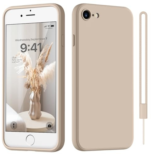 HGH für iPhone SE 3/2 (2022/2020), für iPhone 8/7 Hülle Silikon, Khaki | Handyhülle für iPhone 8/7/SE 3/2 Dünn Rundumschutz mit Microfiber-Innenfutter Kratzfest
