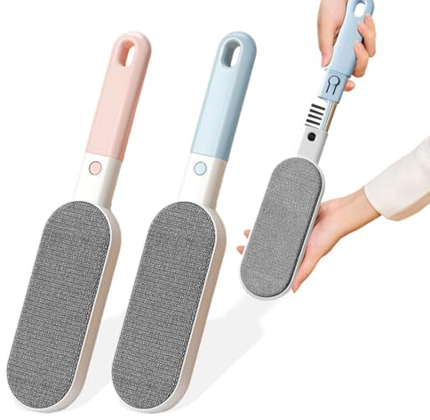 2 Stück Fusselbürste, Wiederverwendbar Kleiderbürste Doppelseitige Veloursbürste Flusenbürste Good Grips Fusselbürste Tierhaare Set