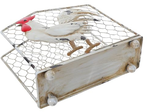 TOVINANNA Portatovaglioli Robusto e Decorativo Forma di Gallina in Ferro Stile Country Vintage per Tavoli da Pranzo in Ristorante e Caffè