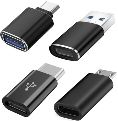 Meliya Adaptador USB C (4 Piezas), Adaptador USB C a USB, Adaptadores Micro-USB a USB-C para MacBook iPhone 17/16/15 Samsung Galaxy iPad Dispositivo Tipo C/Micro-USB