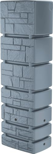 EMIX24.DE Regentonne 350L, Grau, Regenwasserspeicher für Garten, Langlebig und Einfach zu Verwenden, 180 x 38 x 57 cm