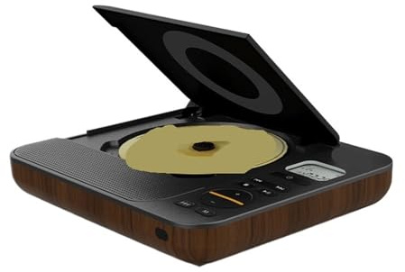 MOOILKO Reproductor de CD Escritorio Retro - Audio estéreo Alta fidelidad con Caja Altavoz MP3 Bluetooth USB/TF for el hogar Archivado y Copia de Seguridad de Datos