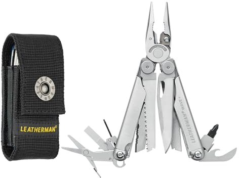 LEATHERMAN - Wave Plus Multiherramienta con Cortador de Alambre Reemplazable Premium y Tijeras de Resorte, Acero Inoxidable con Funda ...