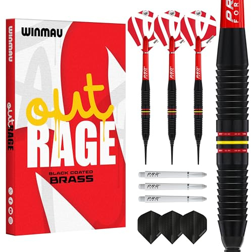 Winmau Outrage Brass Dartpfeile Set mit Flights und Schäfte