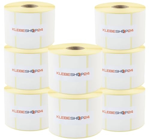 KLEBESHOP24 Thermodirekt Etiketten, 60 x 30 mm, 8 Rollen je 1500 Stück | selbstklebende Etiketten für Thermodrucker, 1 Zoll-Kern