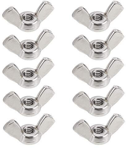 uxcell #8-32 Wing Nuts 304 Stainless Steel Shutters Butterfly Nut Hand Twist Tighten Fasteners Parts 10pcs