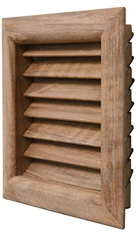 La Ventilazione LGES100T - Rejilla de ventilación cuadrada de madera de teca, empotrable, 112 x 112 mm