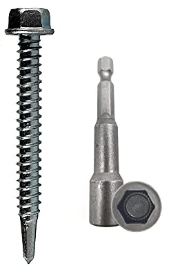 DOJA INDUSTRIAL | Vis Autoperceuse à Tête Hexagonale avec Douille Magnétique M8 | 100 Vis Autoforeuse 5,5x50 mm | Acier Zingué | pour Tole Acier, Bride de Fixation, Matériel de Construction