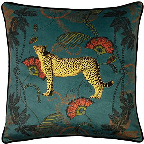Paoletti Tropica Cheetah kuddfodral, blågrön, 45 x 45 cm
