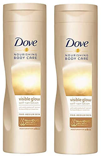 Dove 2er-Pack Nourishing Body Care Visible Glow Gradual Self-Tan Fair to Medium Körperlotion 400 ml